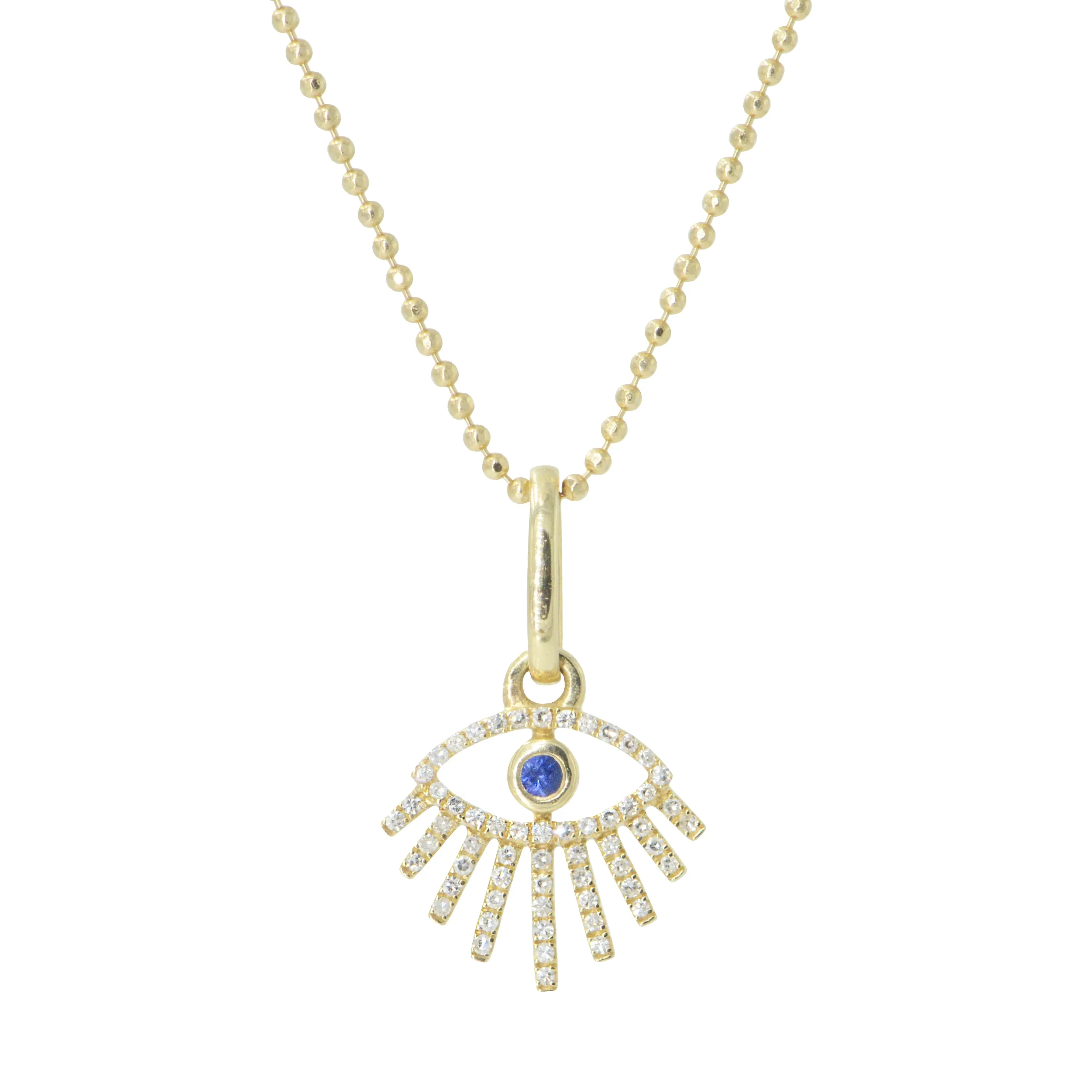 14k Diamond Evil Eye Necklace with Rays