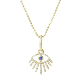 14k Diamond Evil Eye Necklace with Rays