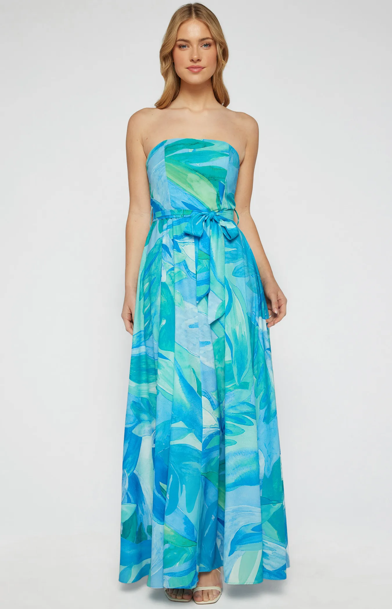 Abstract Print Strapless Maxi Dress (SDR342-15A)