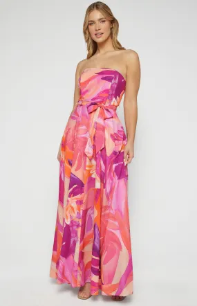 Abstract Print Strapless Maxi Dress (SDR342-15A)