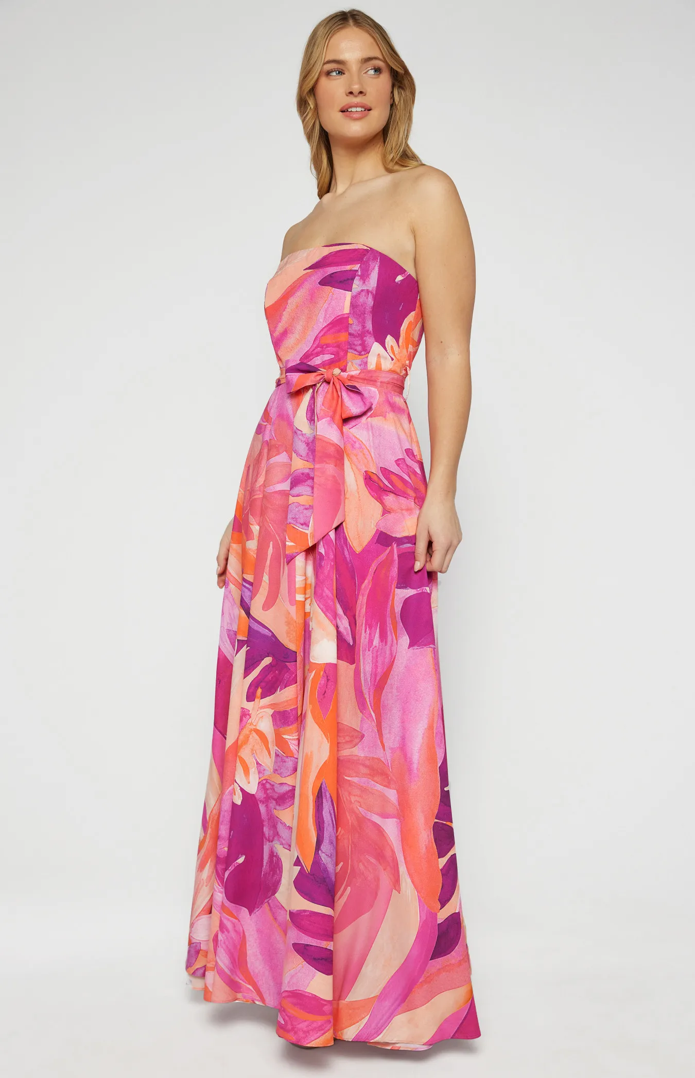 Abstract Print Strapless Maxi Dress (SDR342-15A)