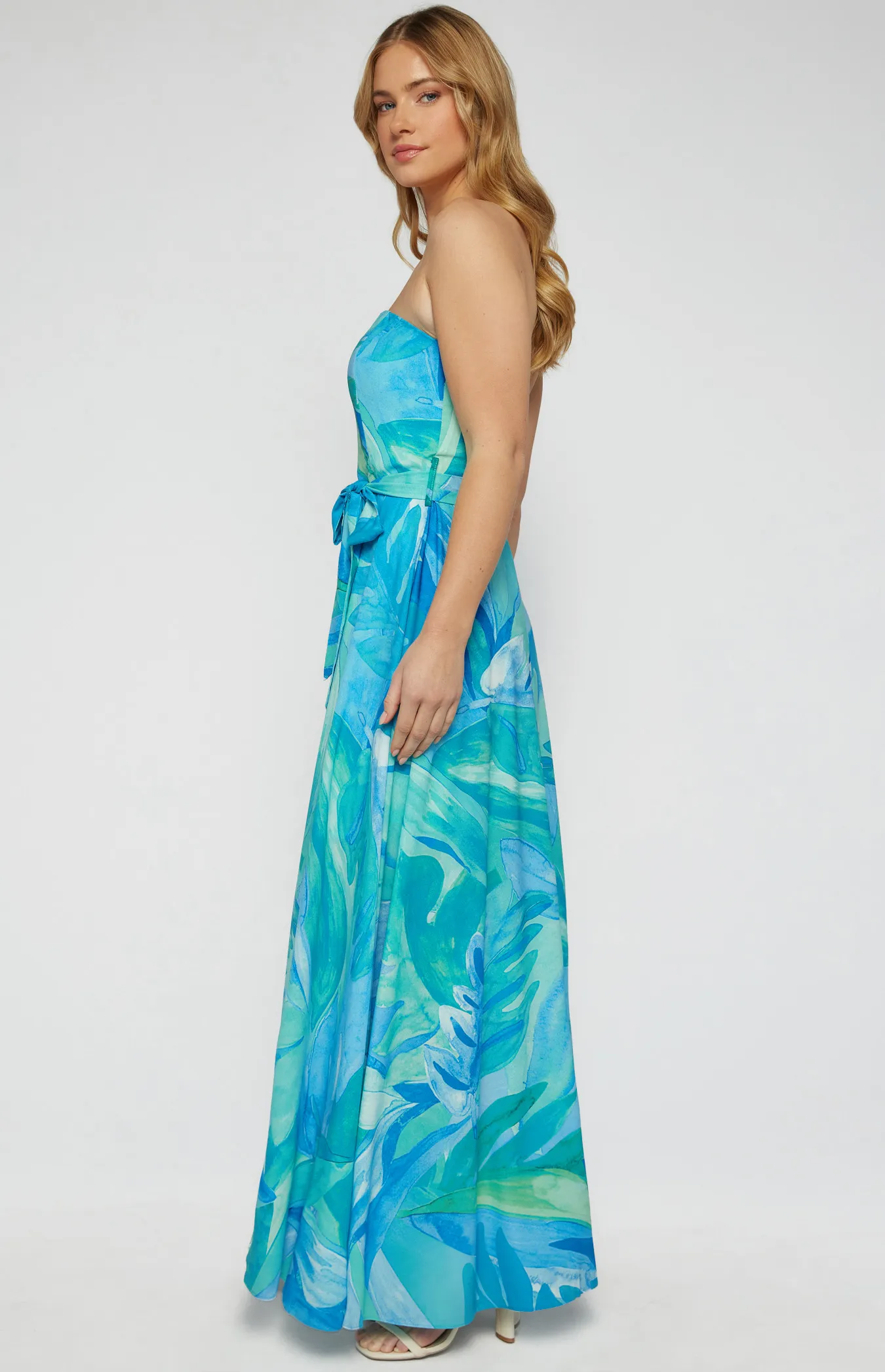 Abstract Print Strapless Maxi Dress (SDR342-15A)