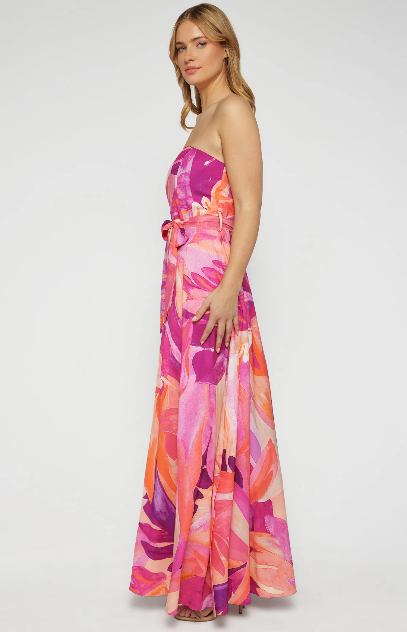 Abstract Print Strapless Maxi Dress (SDR342-15A)