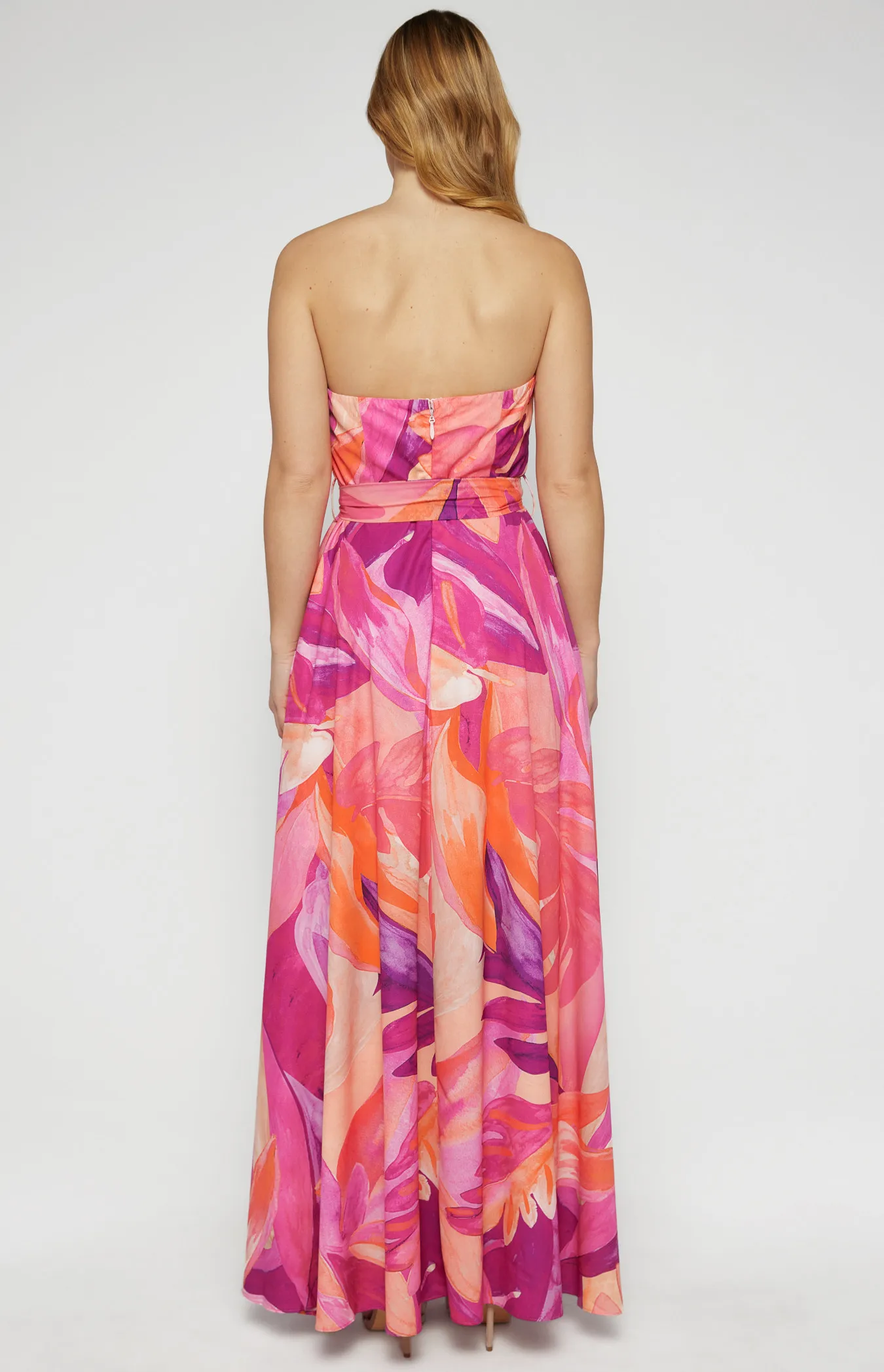 Abstract Print Strapless Maxi Dress (SDR342-15A)