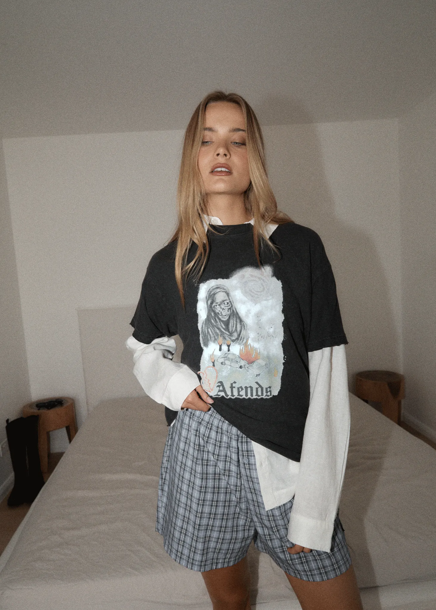 AFENDS Womens Nirvana - Oversized Tee - Stone Black