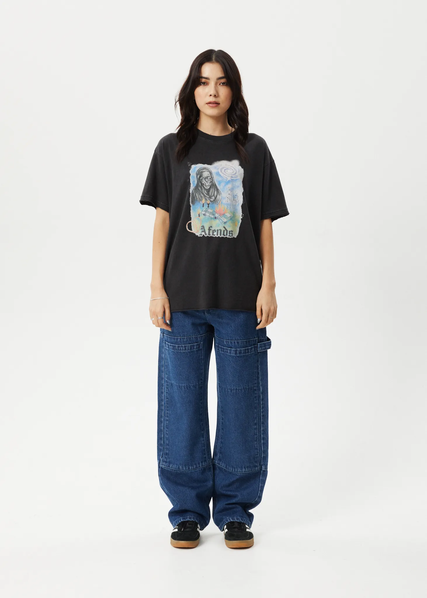 AFENDS Womens Nirvana - Oversized Tee - Stone Black