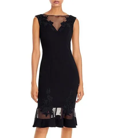 Aidan Mattox Womens Lace Inset Mesh Scuba Dress