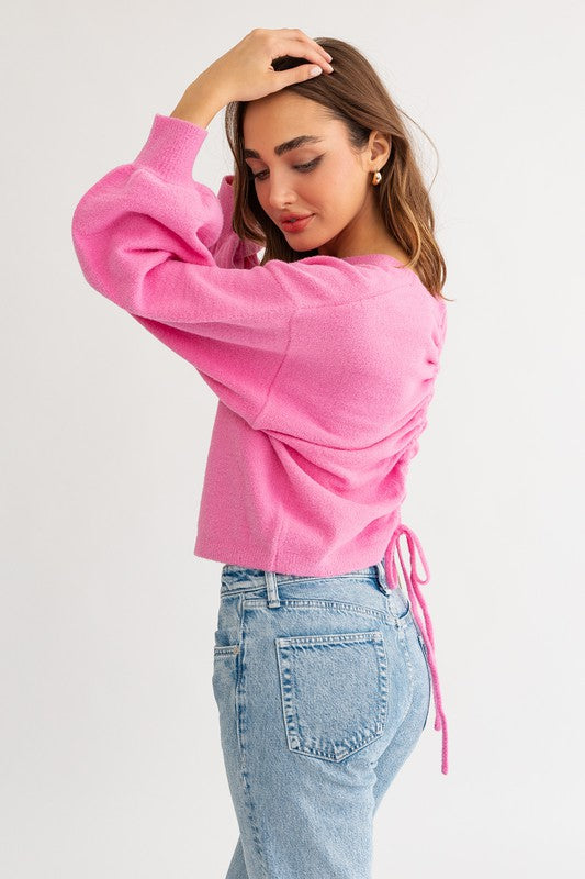 Almost Famous Fuzzy Sweater with Back Ruching