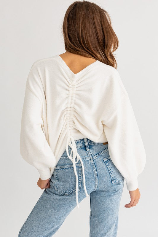 Almost Famous Fuzzy Sweater with Back Ruching