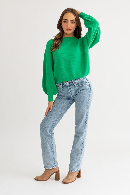 Almost Famous Fuzzy Sweater with Back Ruching