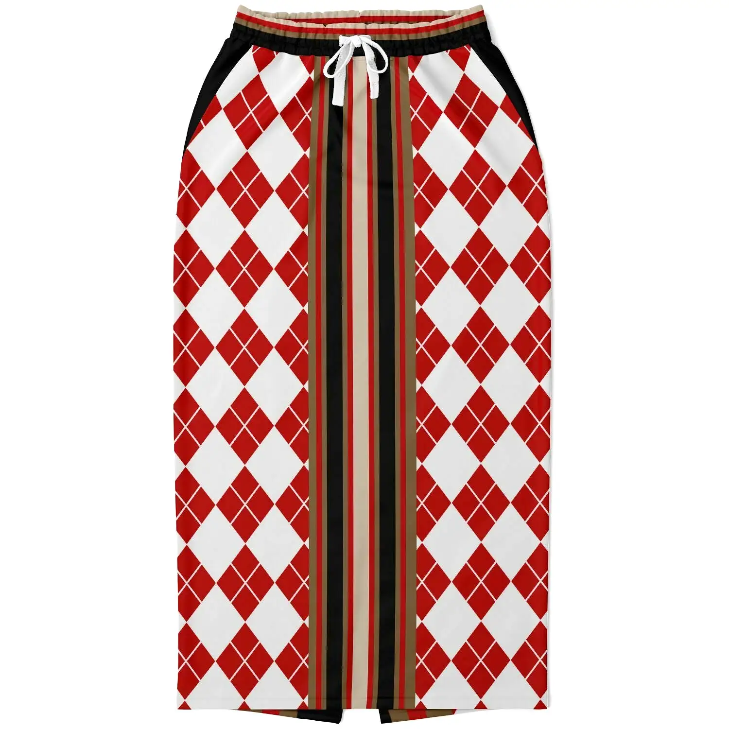 Argyle Me Eco-Poly Long Pocket Skirt - Red