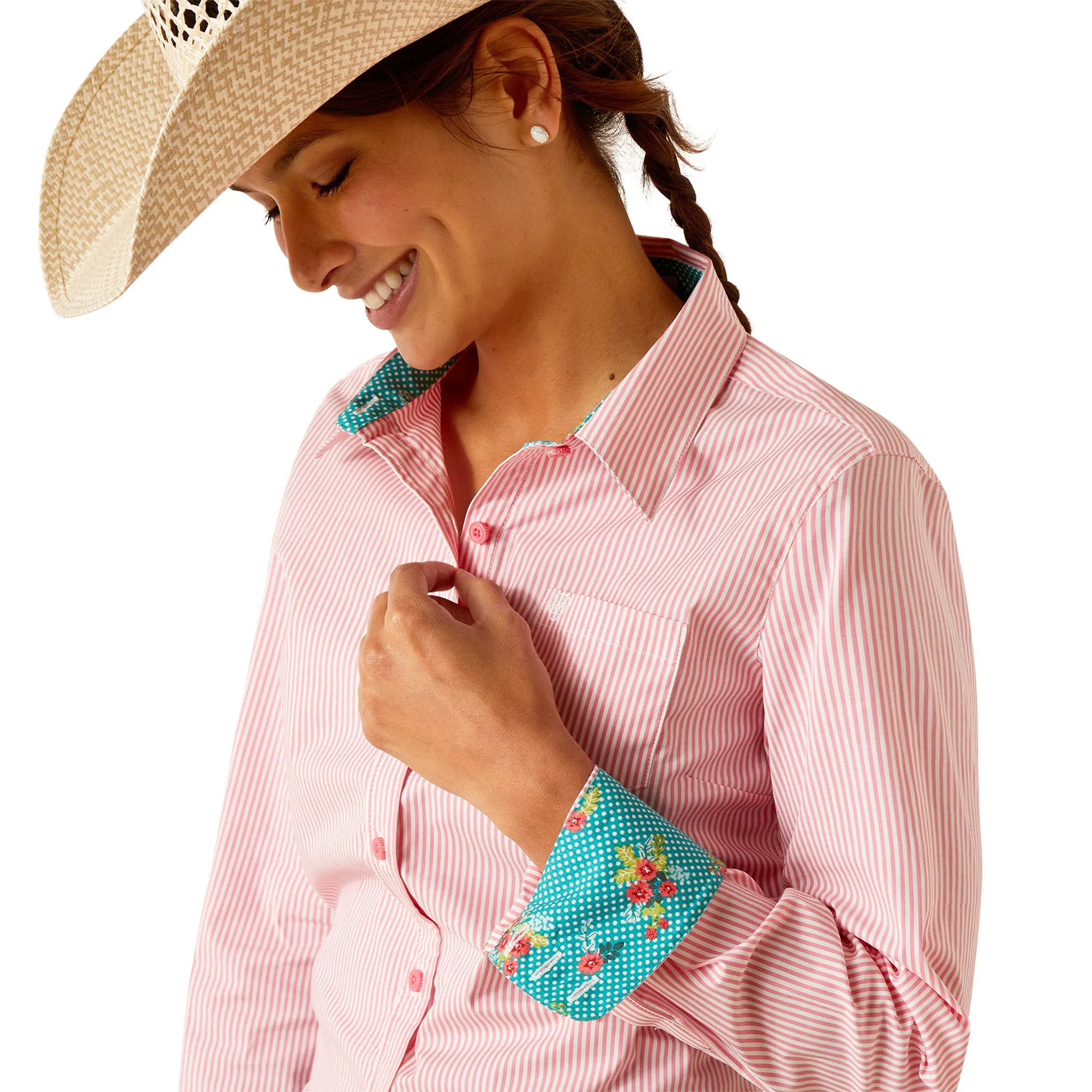 Ariat Womens Pink Striped Long Sleeve