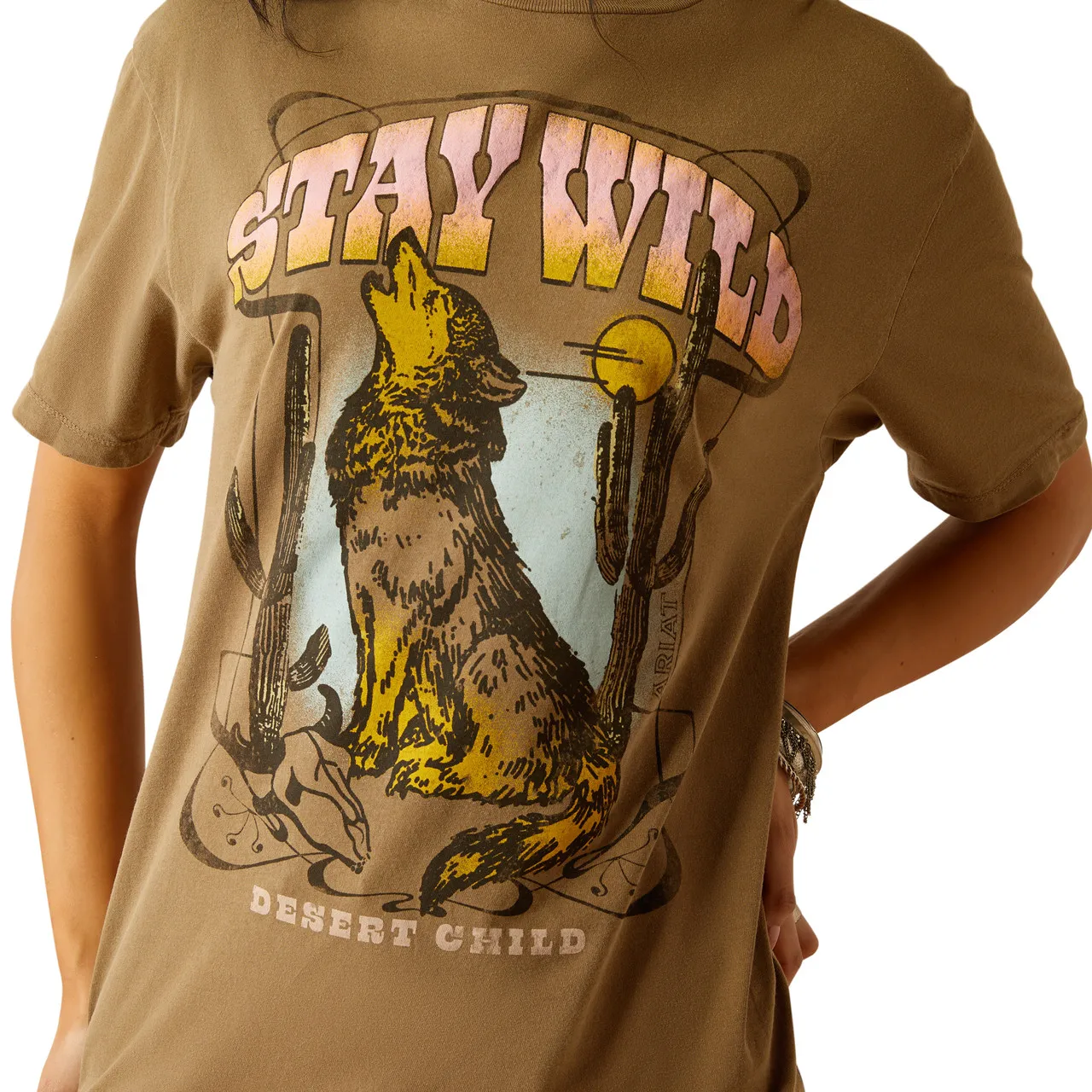 Ariat Women's Stay Wild Coyote Short Sleeve Graphic T-Shirt - Camel