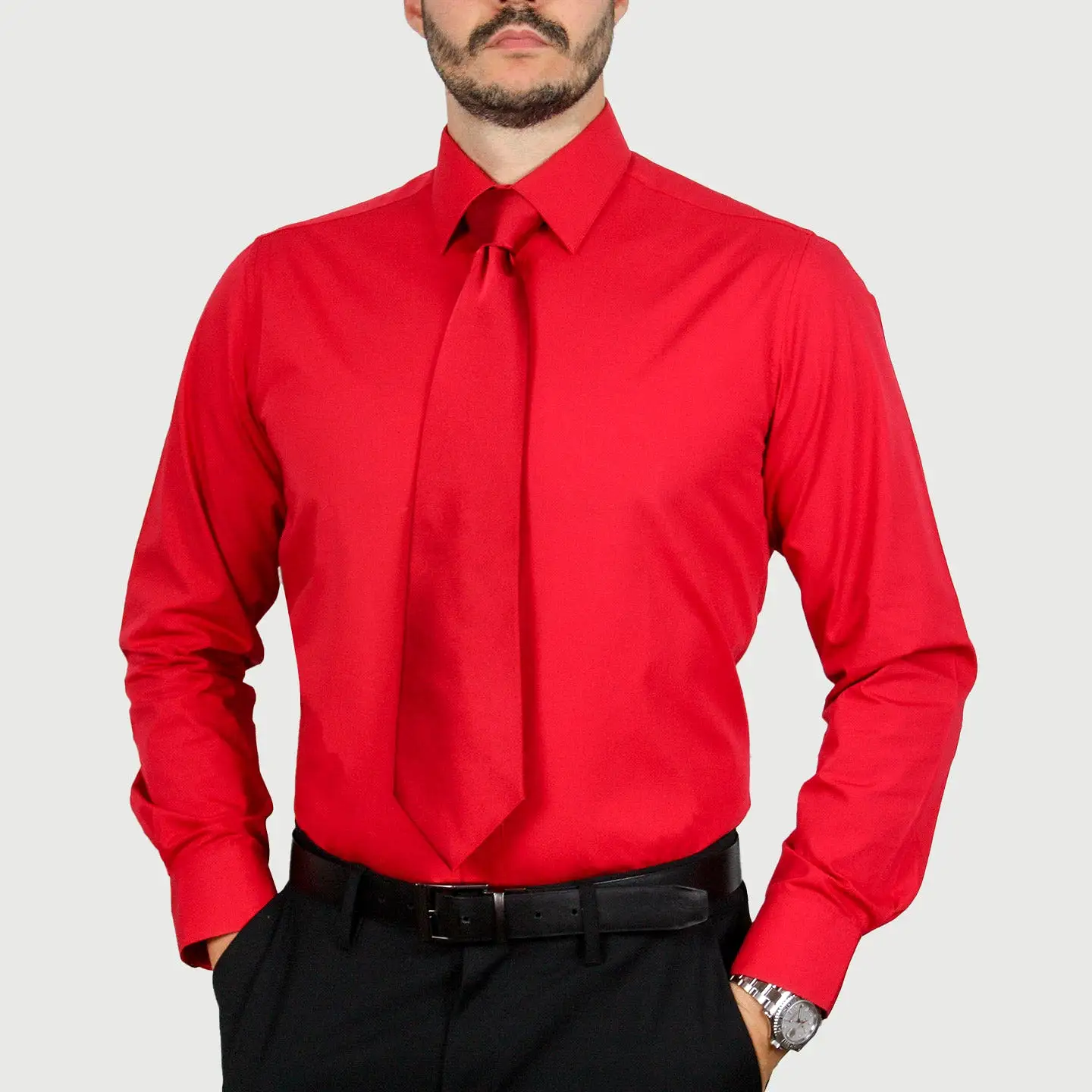 ARTURO Modern Fit Long Sleeve Red Dress Shirt (4X to 6X)