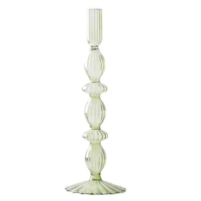 Autumn Green Glass Candlestick