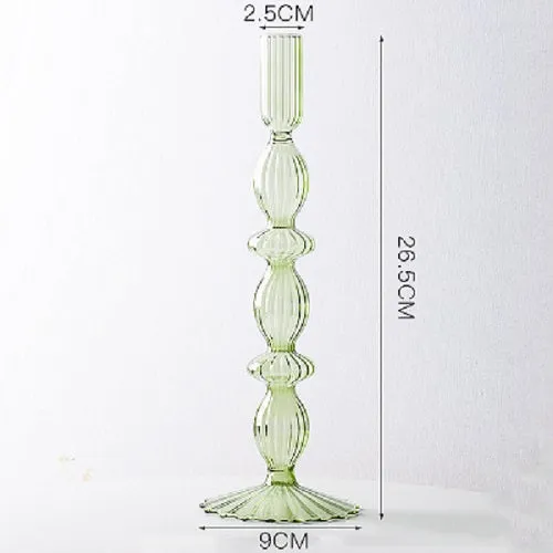 Autumn Green Glass Candlestick