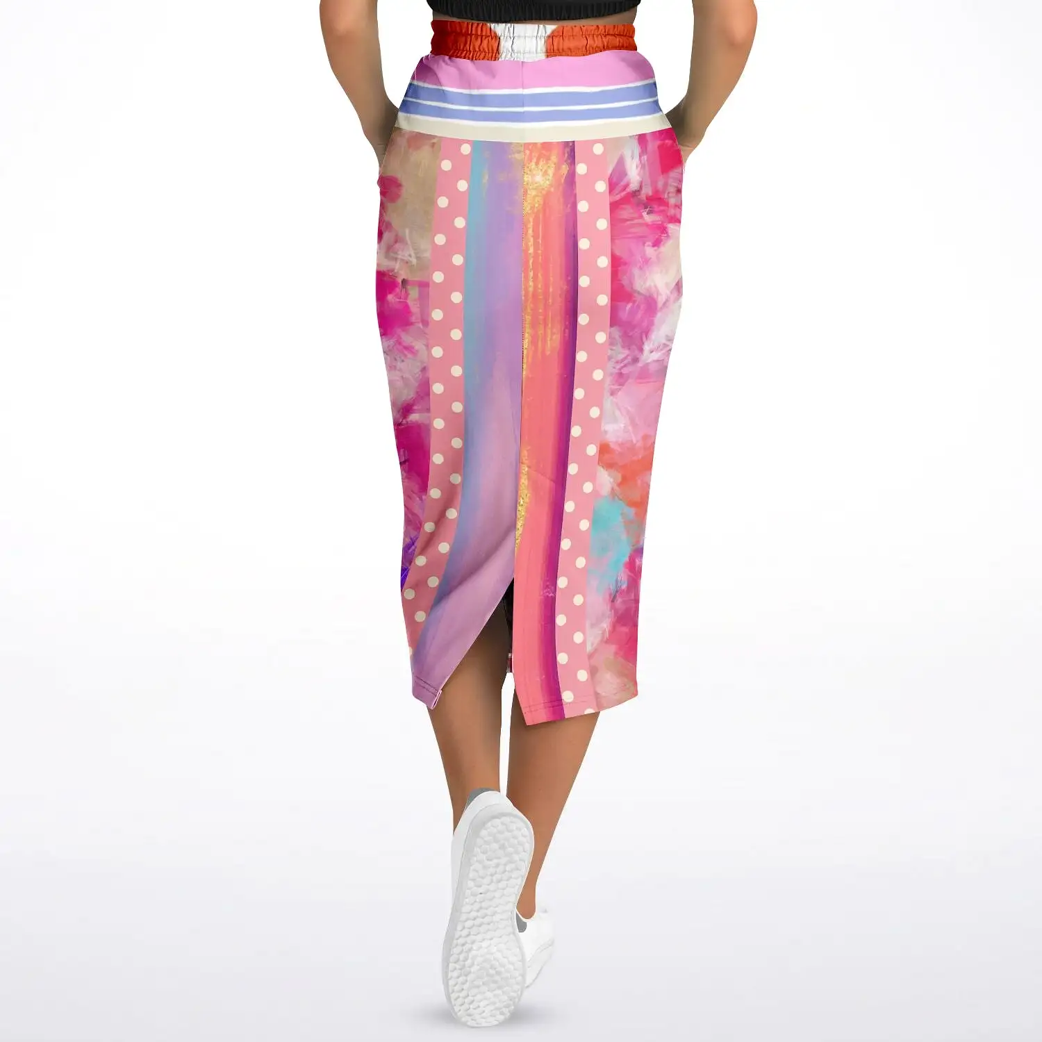 Bahama Mama Pink Patchwork Floral Eco-Poly Long Pocket Skirt