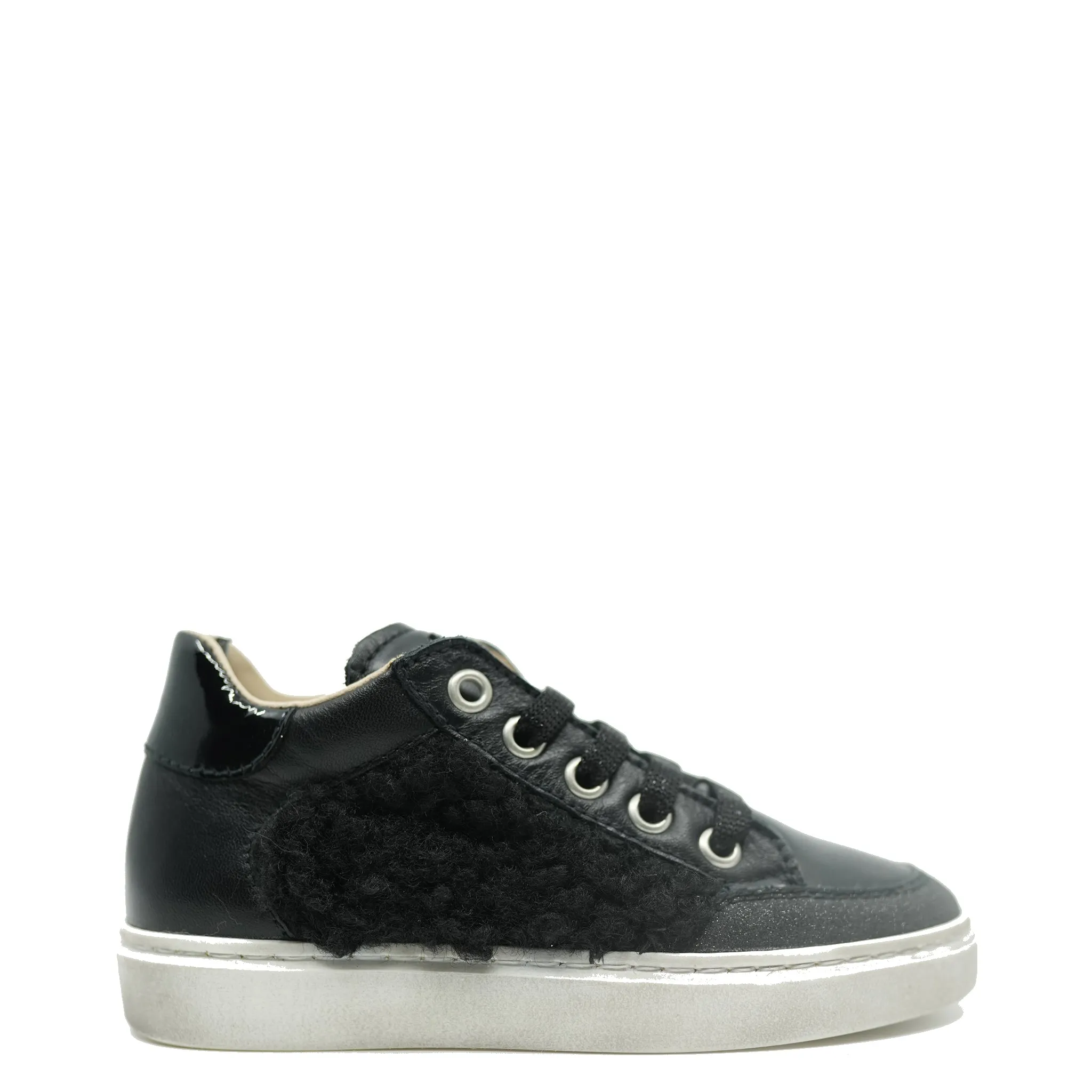 Beberlis Black Leather and Shearling Sneaker