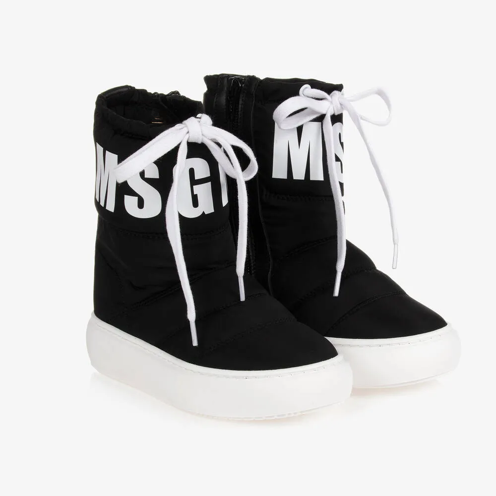 Black & White Logo Snow Boots