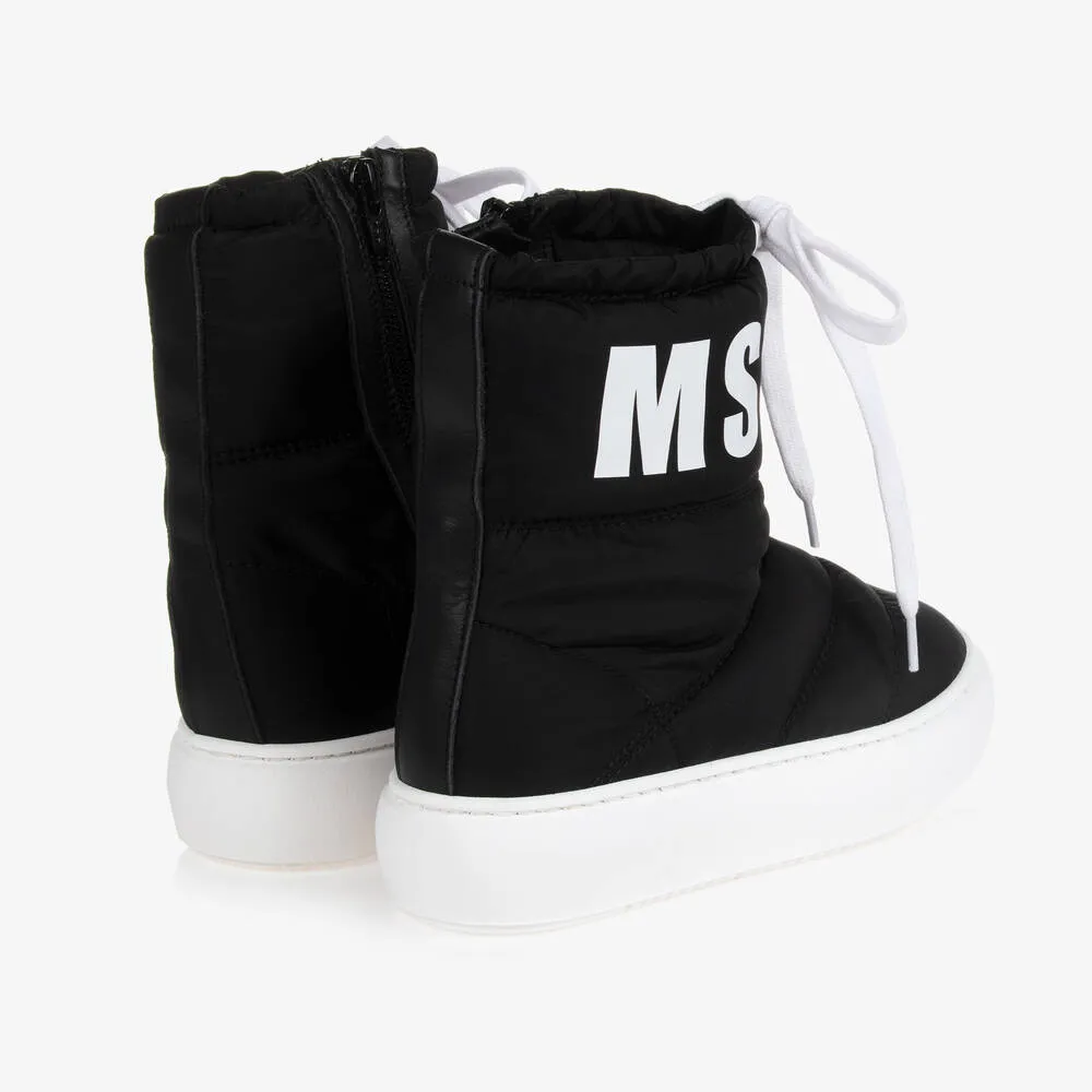 Black & White Logo Snow Boots