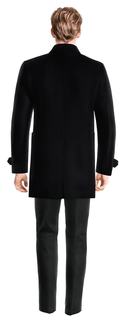 Blue Pure wool Peacoat with sleeve straps