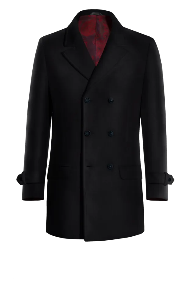 Blue Pure wool Peacoat with sleeve straps