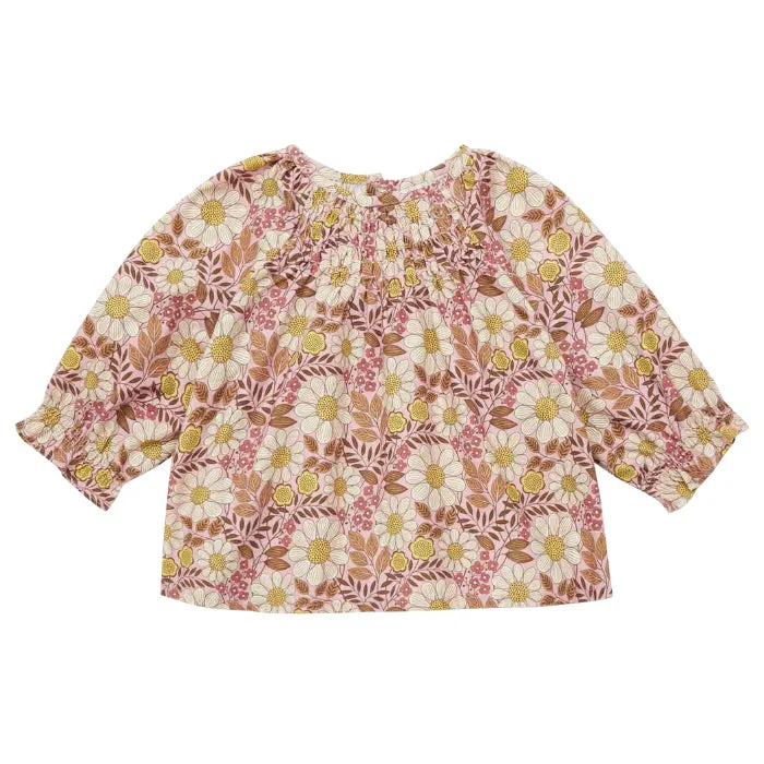 Bonton Baby Flower Blouse Pink Daisy Print