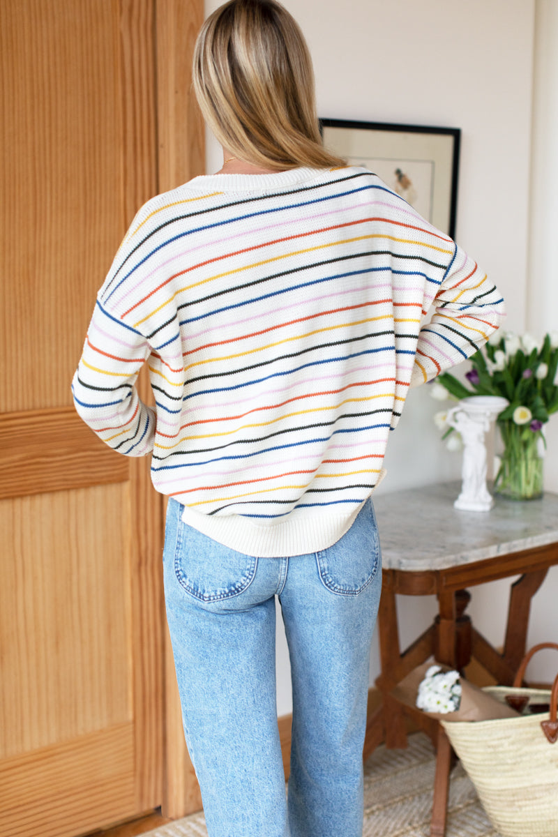 Carolyn Sweater in Rainbow Stripe Organic