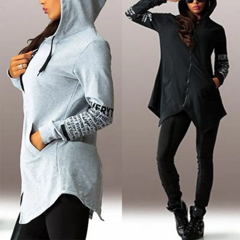 Casual Lady Swear Long Sleeve Hoodie Sweatshirt Hooded Coat Jacket Pullover SM6