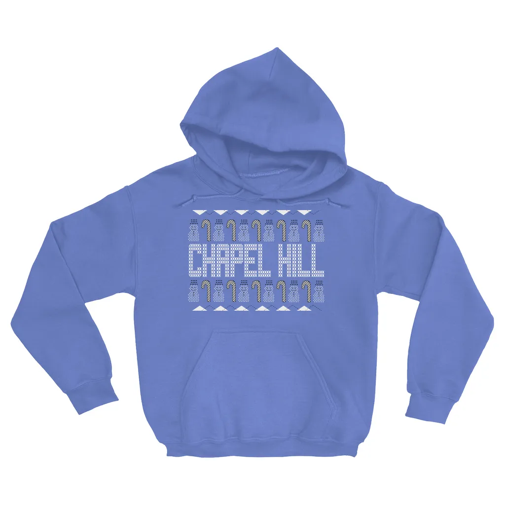 Chapel Hill Christmas Pattern Carolina Blue Adult Hoodie