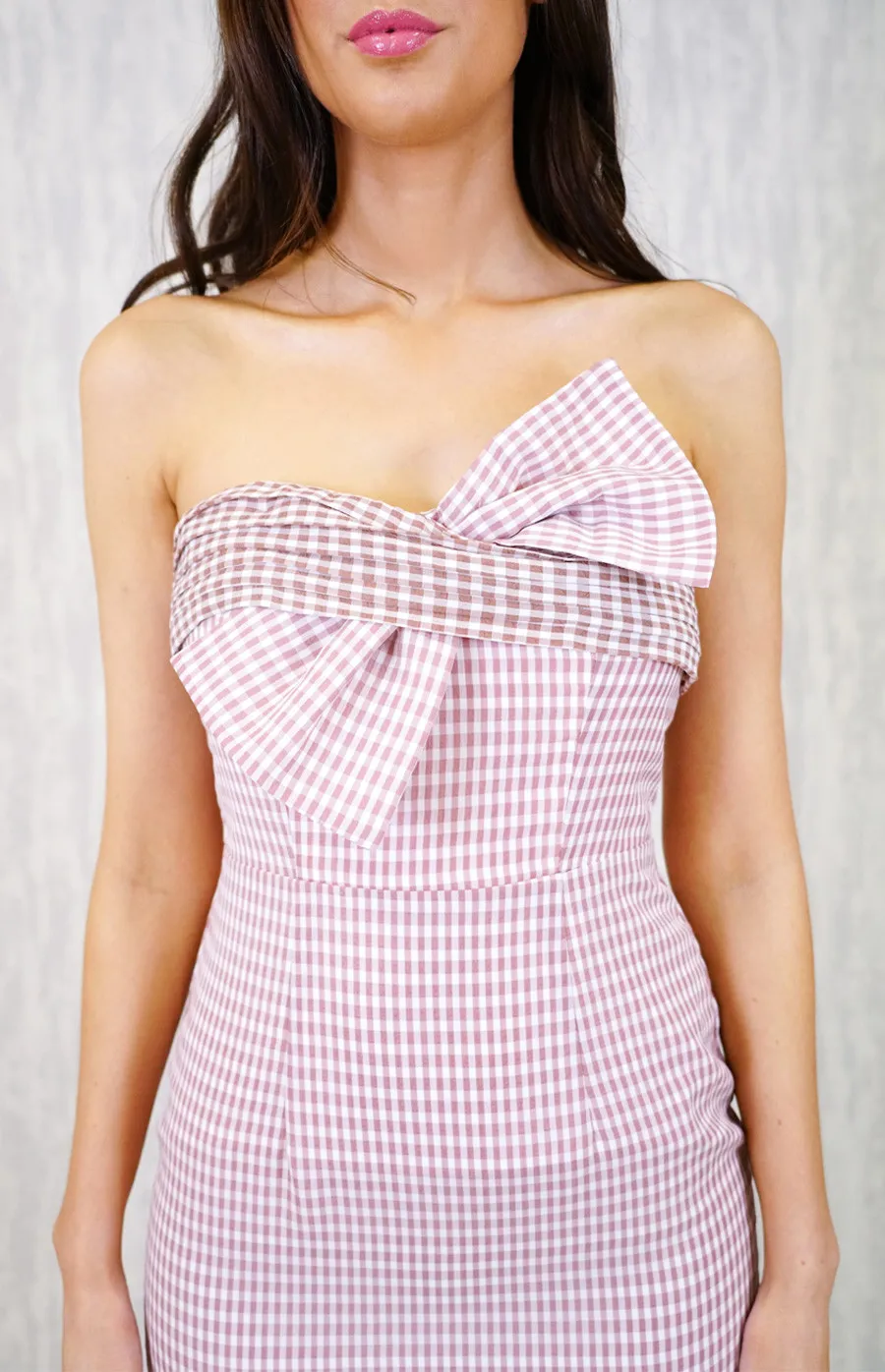 Checker Dress with Cross-Over Ribbon Feature (SSD77)