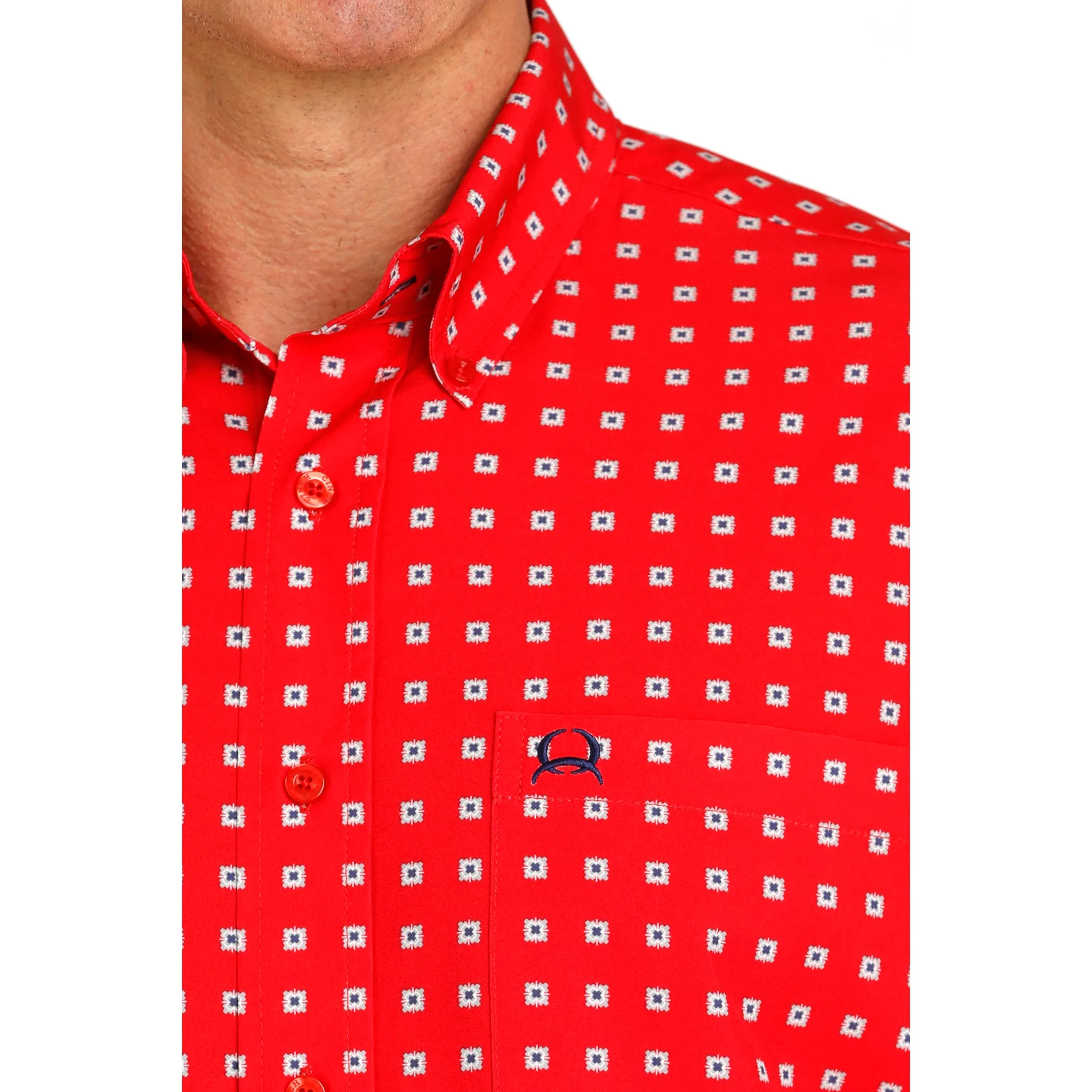 Cinch Men's Red Print Long Sleeve