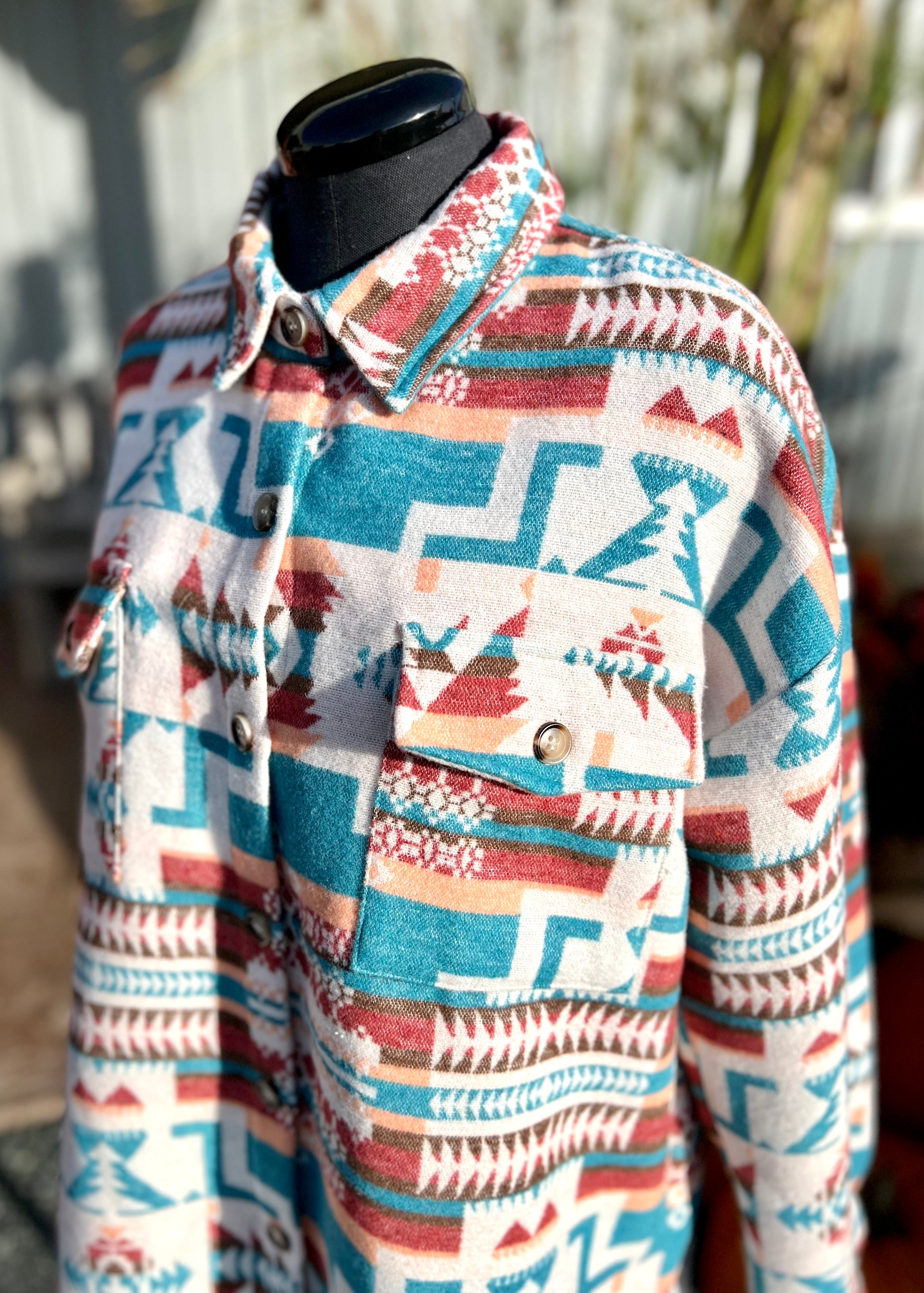 Colorful Southwestern Shacket Jacket