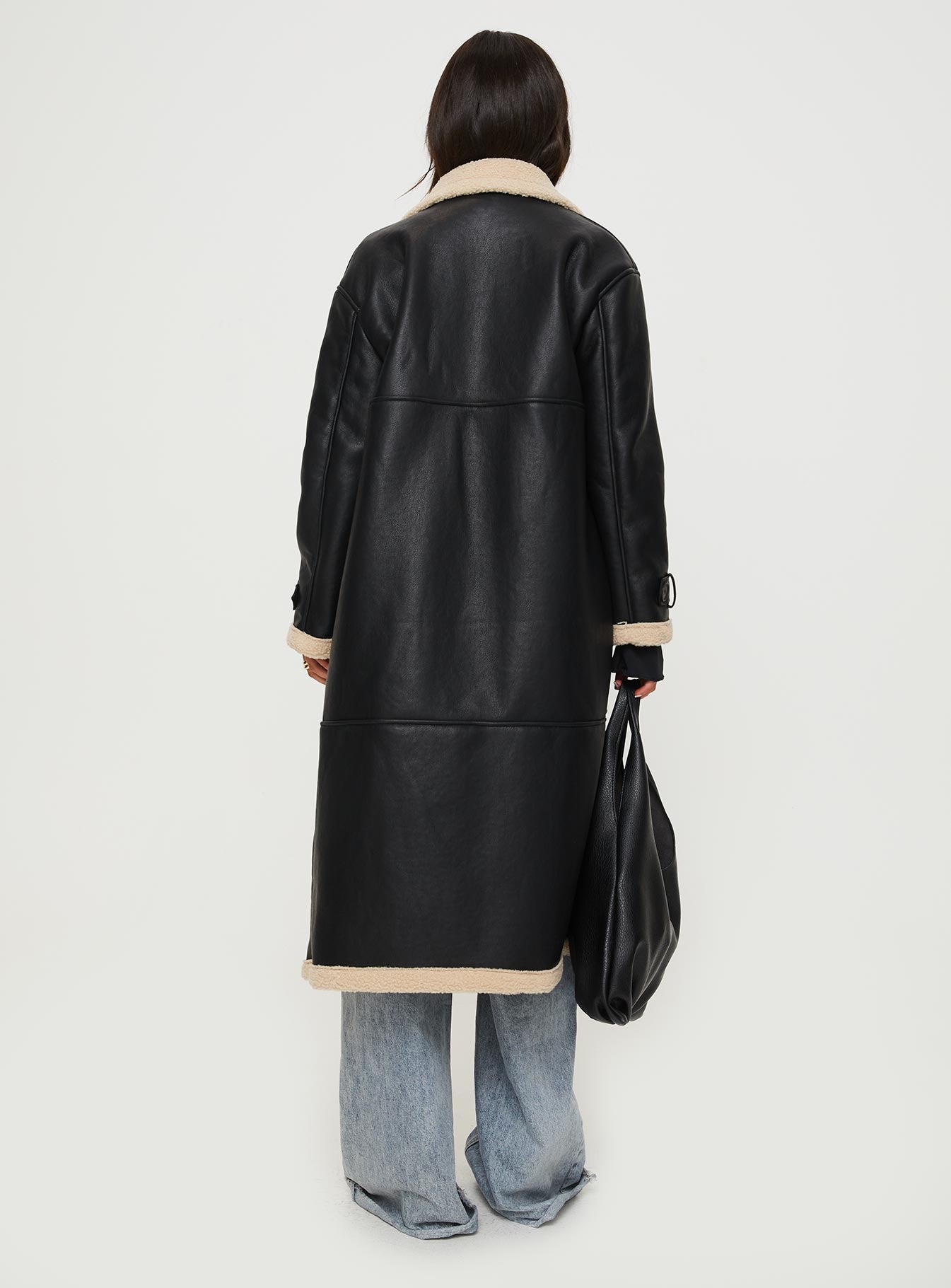 Day 'n' Night Longline Shearling Coat Black