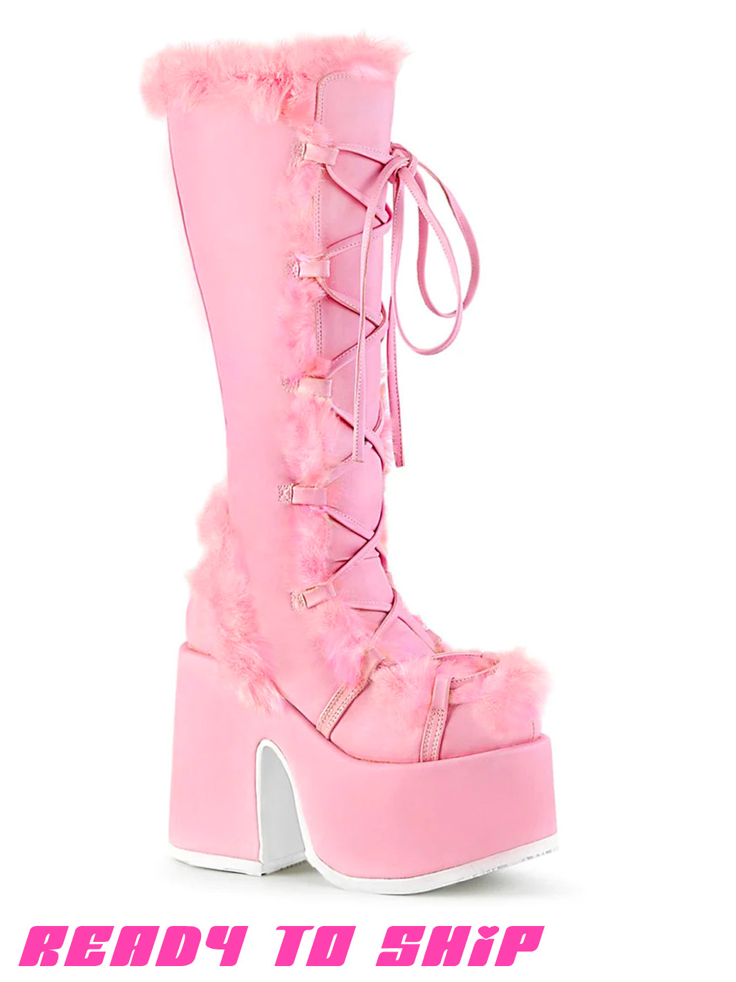 DEMONIA CAMEL 311 PLATFORM BOOTS - PINK