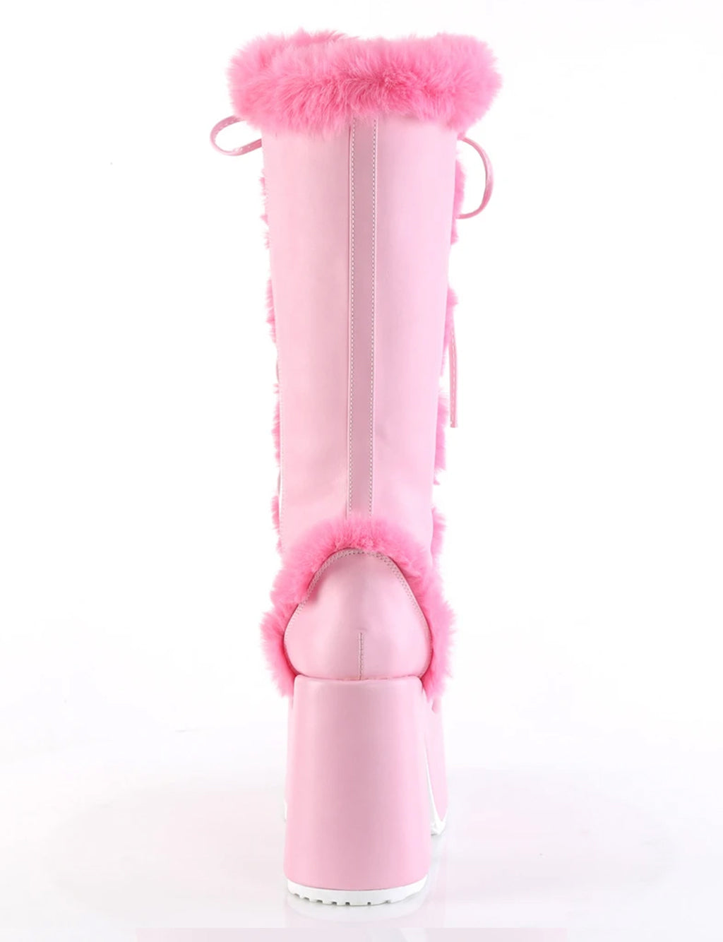 DEMONIA CAMEL 311 PLATFORM BOOTS - PINK/HOT PINK FUR