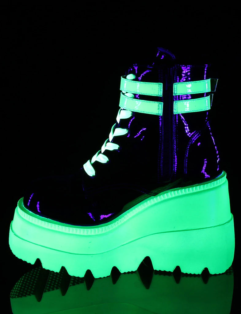 DEMONIA SHAKER-52 - BLACK PATENT UV NEON GREEN  PRE ORDER 