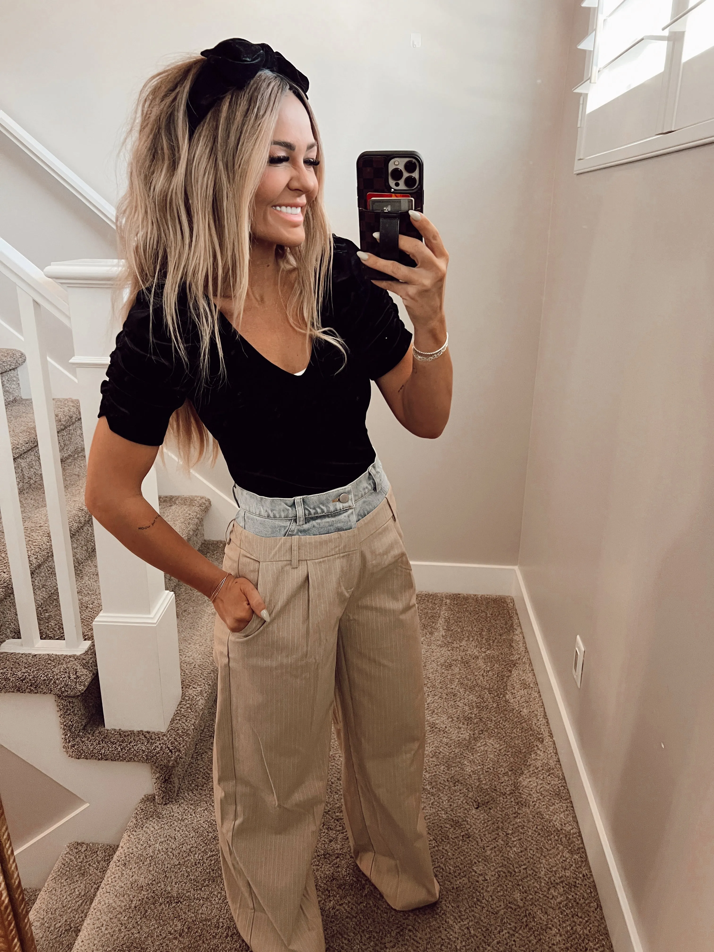 Denim top pant