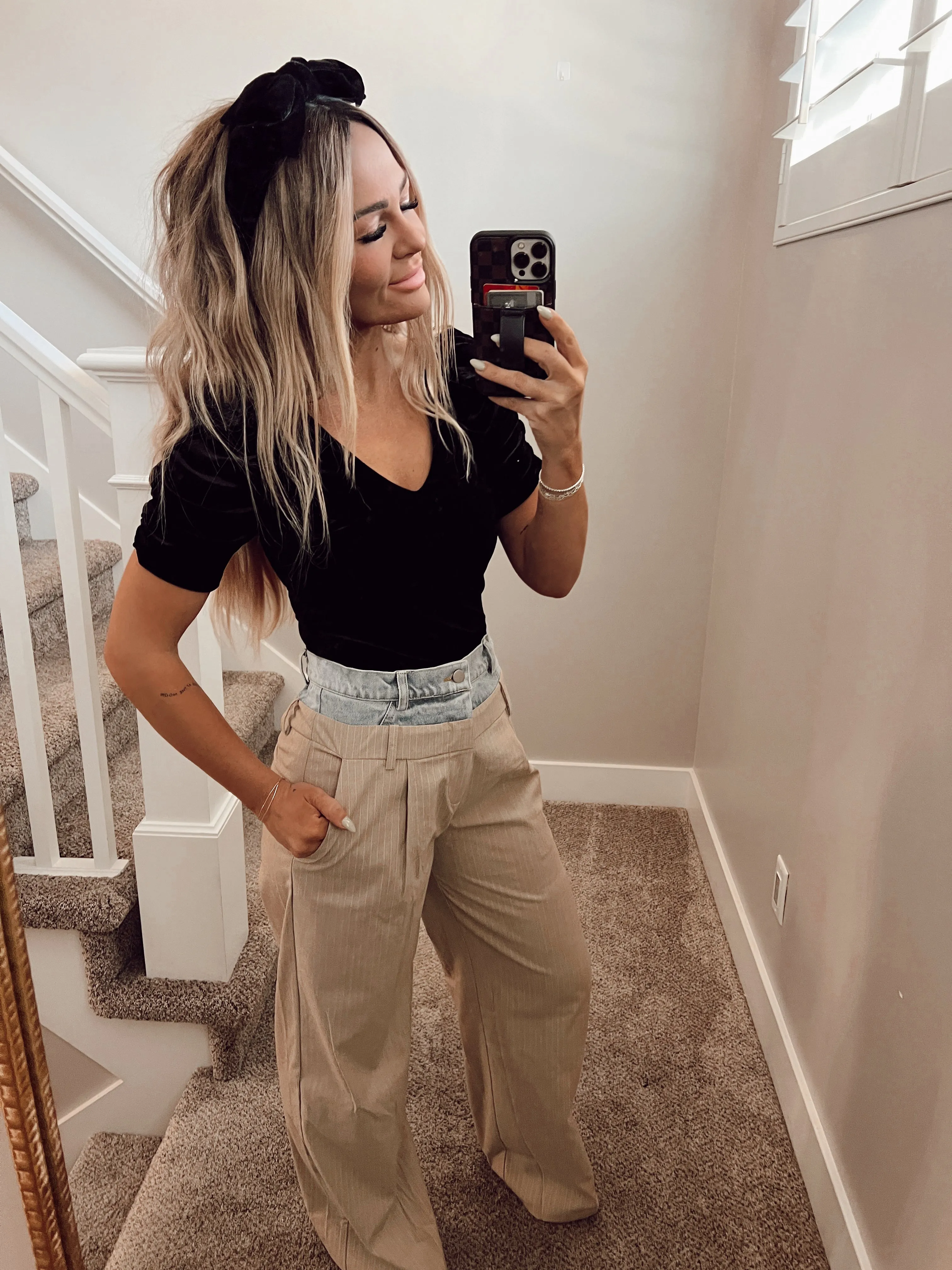 Denim top pant