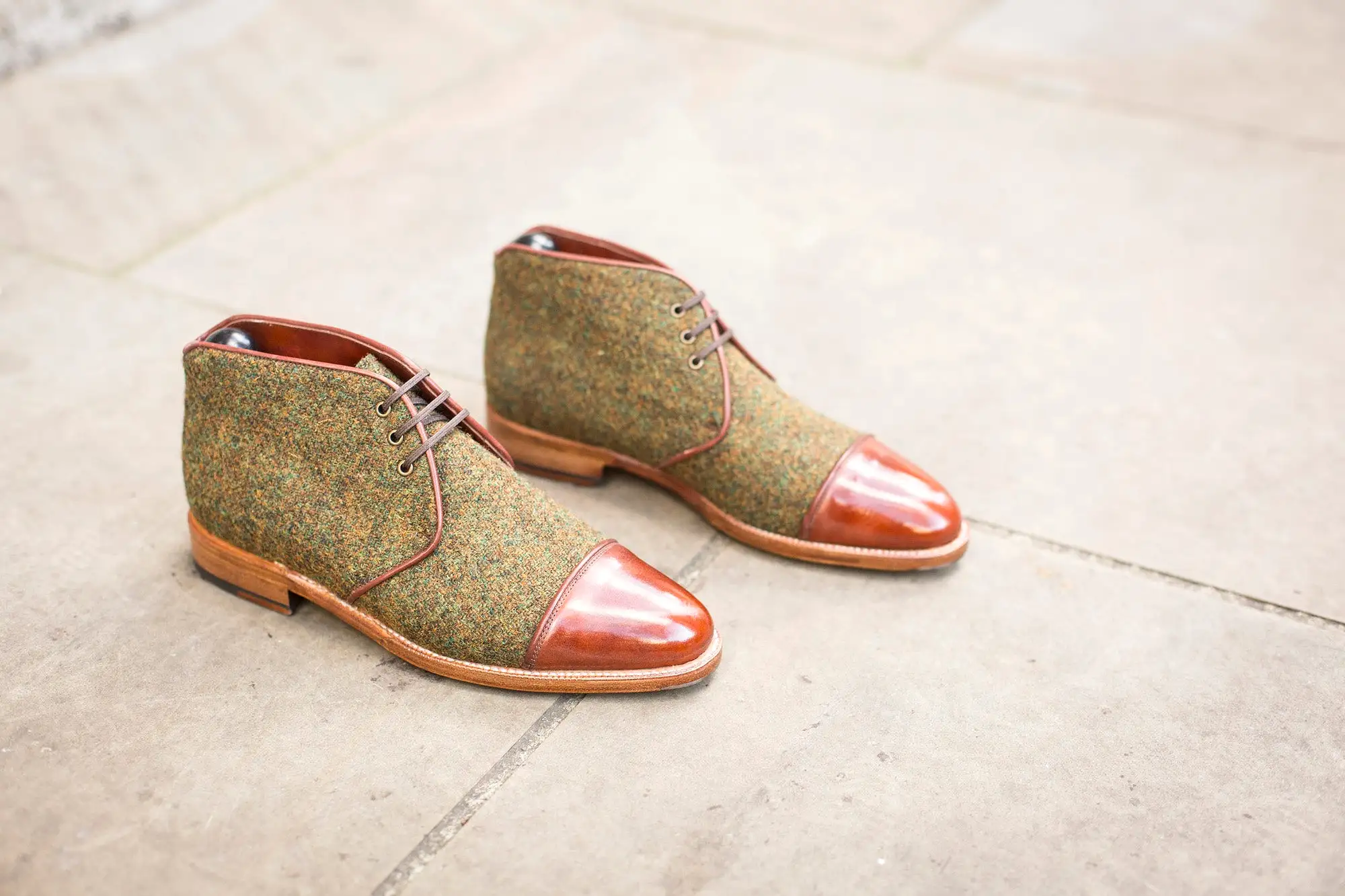 Des Moines - MTO - Mustard Tweed / Gold Museum Calf - TMG Last - Natural Single Leather Sole