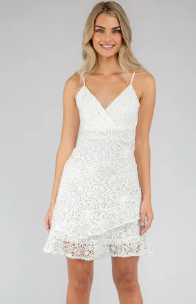 Embroidery Lace dress with Ruffle Detail (SDR425A)