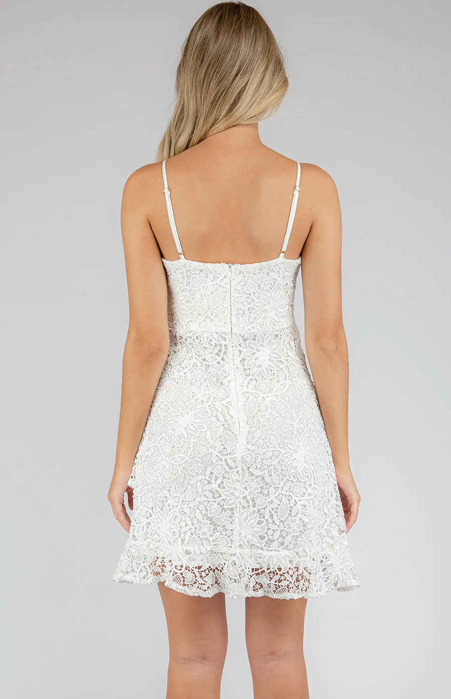 Embroidery Lace dress with Ruffle Detail (SDR425A)