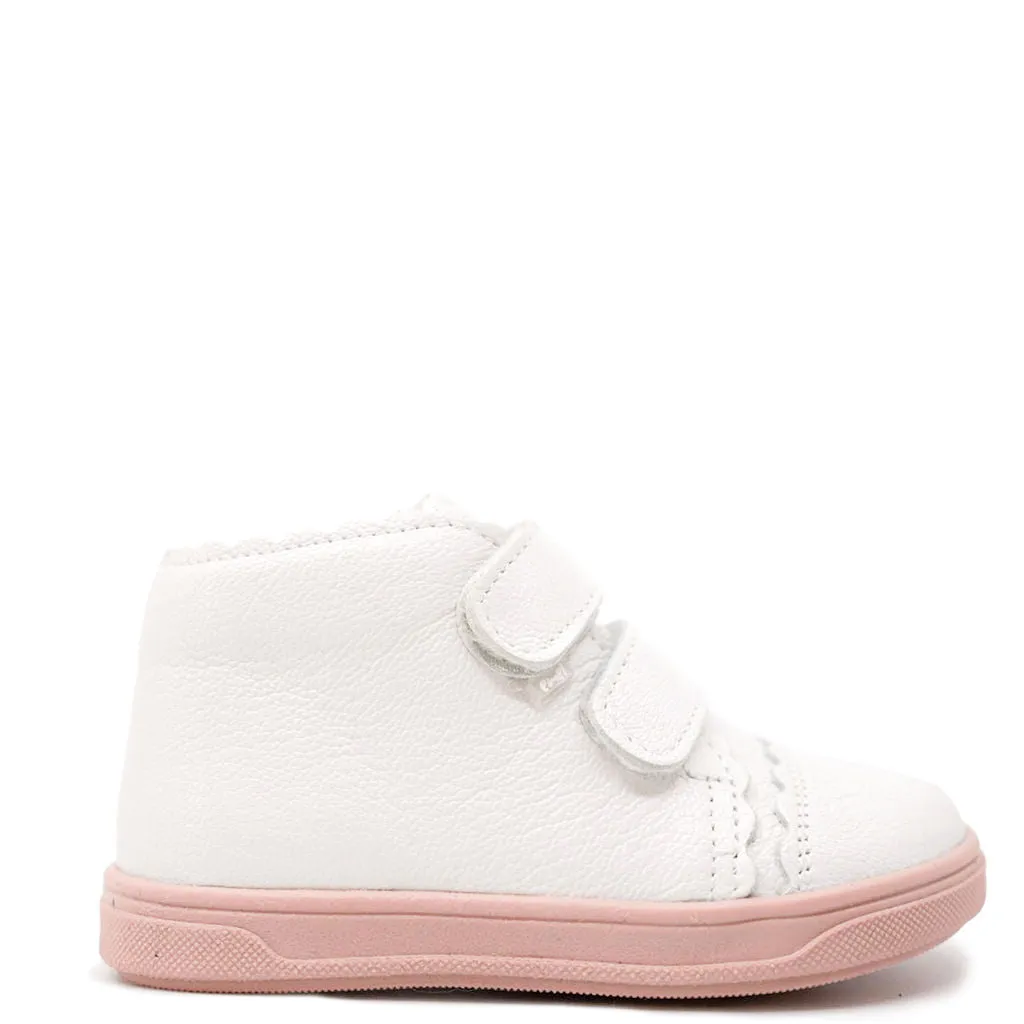 Emel White Scalloped Baby Sneaker