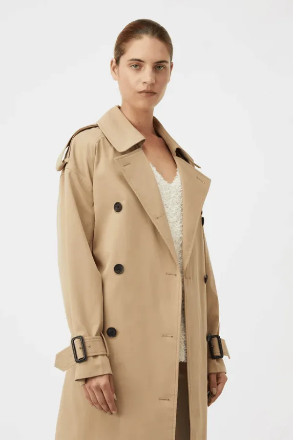 Evans Mid Length Trench Coat Sand