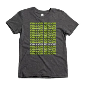 FALLON TAYLOR NEON GREEN PRINT - *YOUTH* CHARCOAL TEE