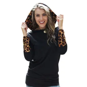 Fashion Women's Black Hoody Hoodie Long Sleeve Hooded Sweatshirt Pullover Jumper Coat PY3 SM6