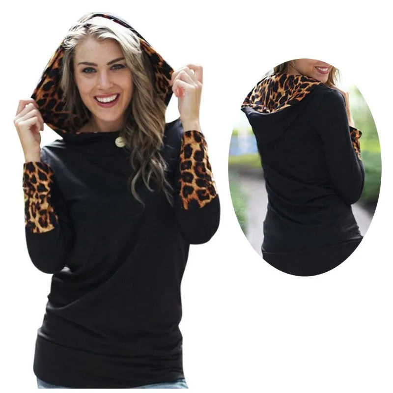 Fashion Women's Black Hoody Hoodie Long Sleeve Hooded Sweatshirt Pullover Jumper Coat PY3 SM6