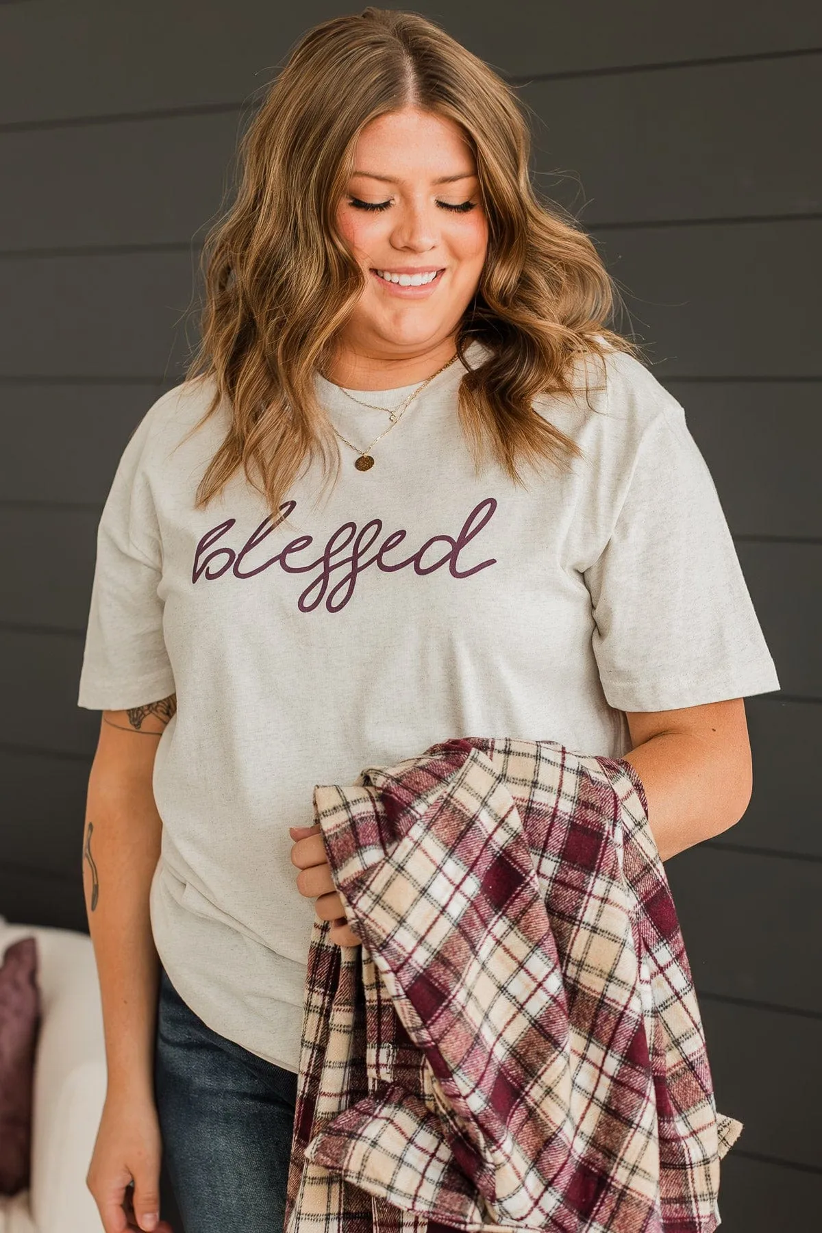 Feeling Blessed Graphic Tee- Oatmeal