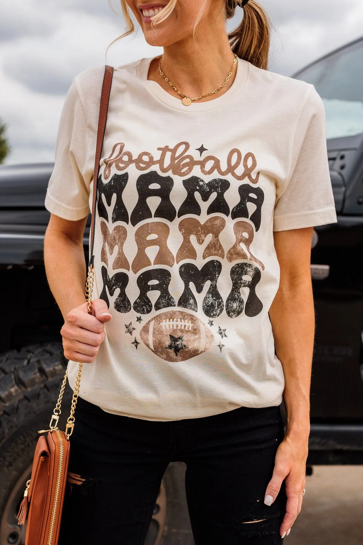 Football Mama Graphic Tee- Cream