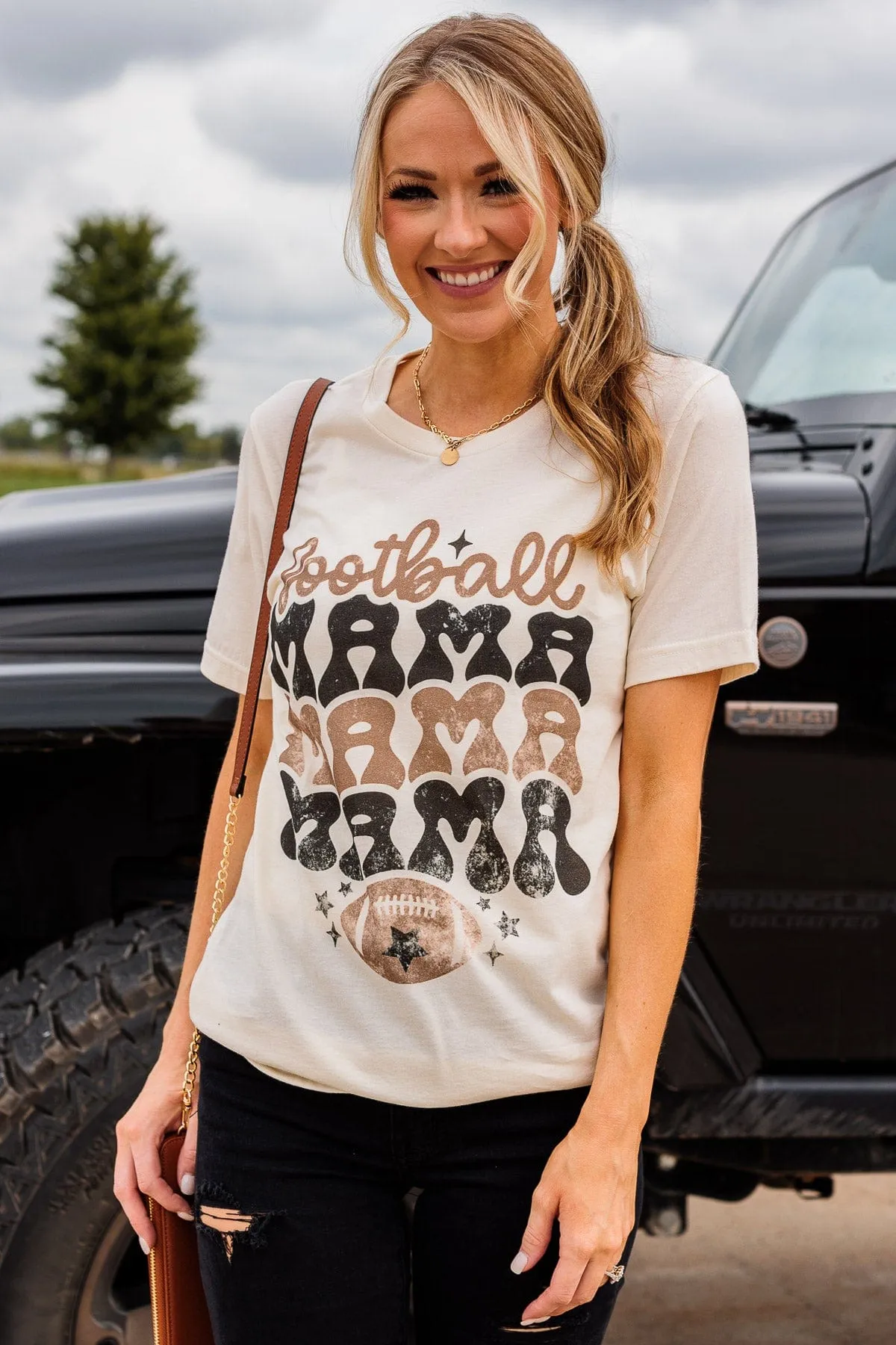 Football Mama Graphic Tee- Cream